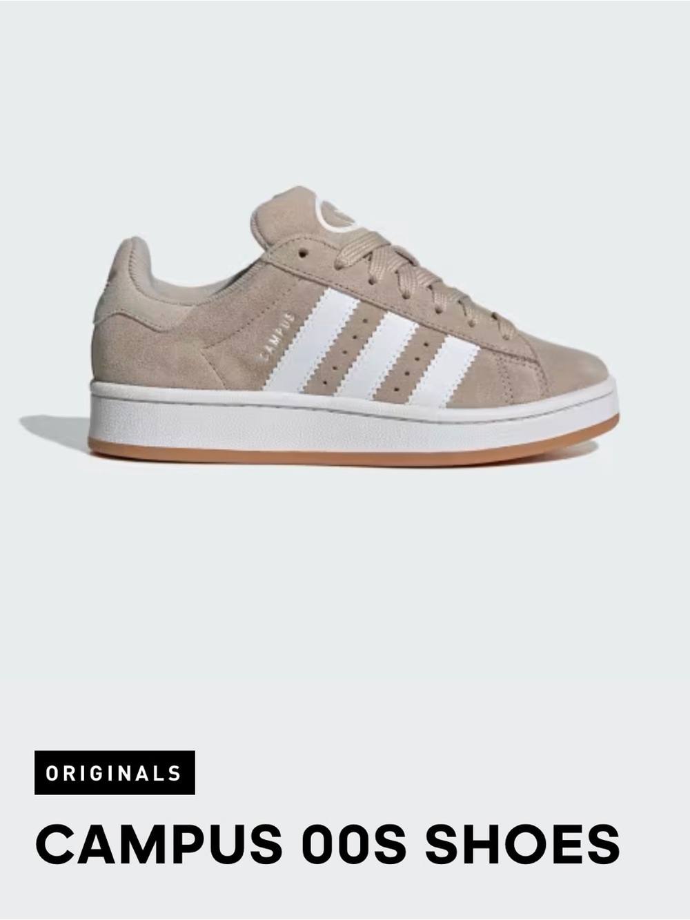 adidas Kids, Youth Campus Suede Sneakers in Wonder Beige and Cloud White